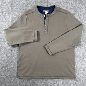 Carbon2Cobalt Mens Taupe Long Sleeve Henley Shirt Size L Casual